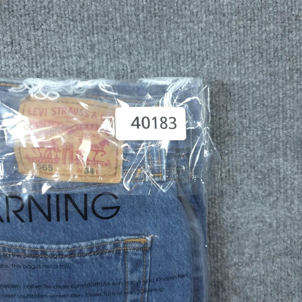 Levis 565 Cutoff Shorts Mens 34 Blue Baggy Wide Leg Denim Frayed Y2K Skate